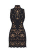 DARK NAVY BLUE HIGH NECK MINI DRESS